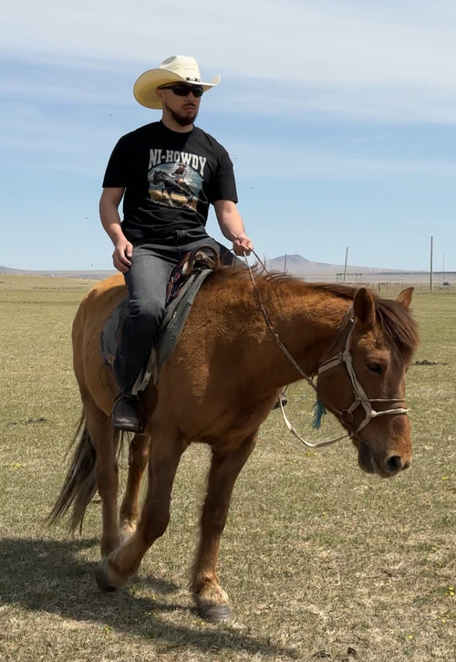 Ni-Howdy Bigtooth Wild West Rider Tee — Black