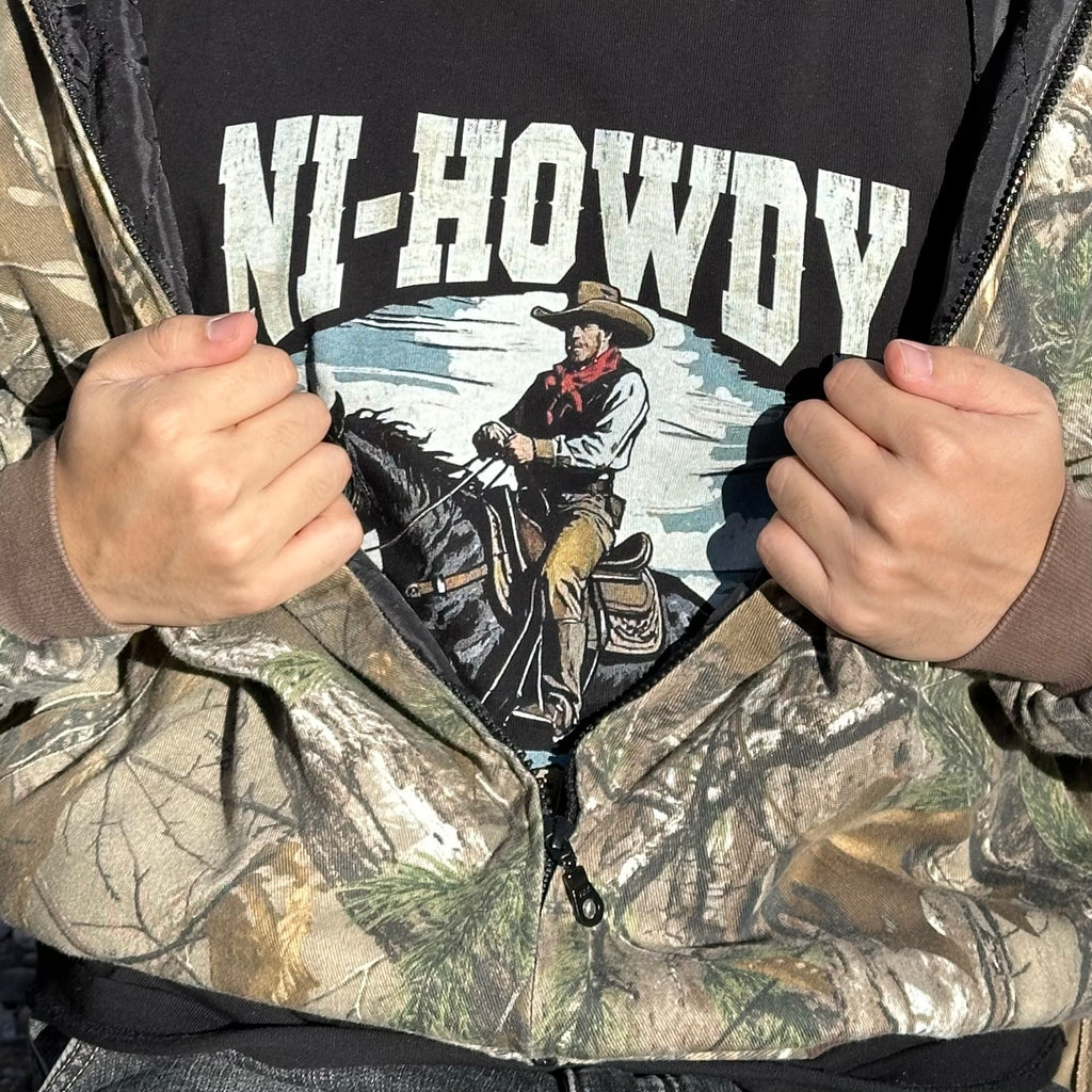 Ni-Howdy Bigtooth Wild West Rider Tee — Black