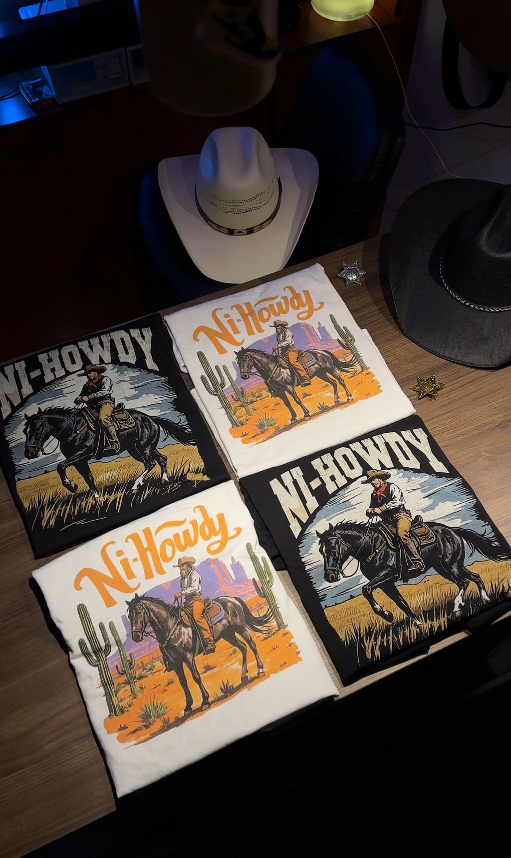 Ni-Howdy Bigtooth Wild West Rider Tee — Black